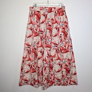Carmen Marc Valvo Red White Wide Leg Swim Cover Lounge Pant L